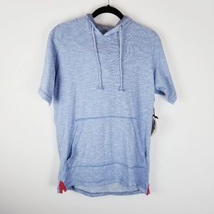 NWT Free Planet shirt sleeve hooded blue shirt med